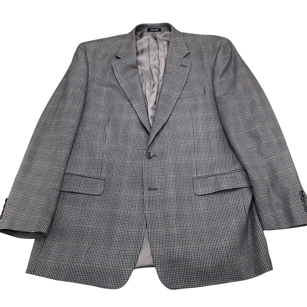 Chaps Blazer Men 44L‎ Black Brown Houndstooth Ivy League Quiet Luxury Jacket